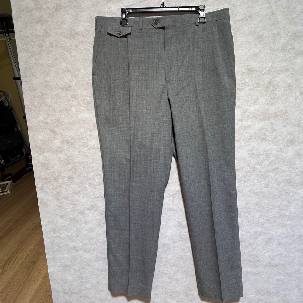Racquet Club Mens Gray Dress Pants Flat Front Trousers